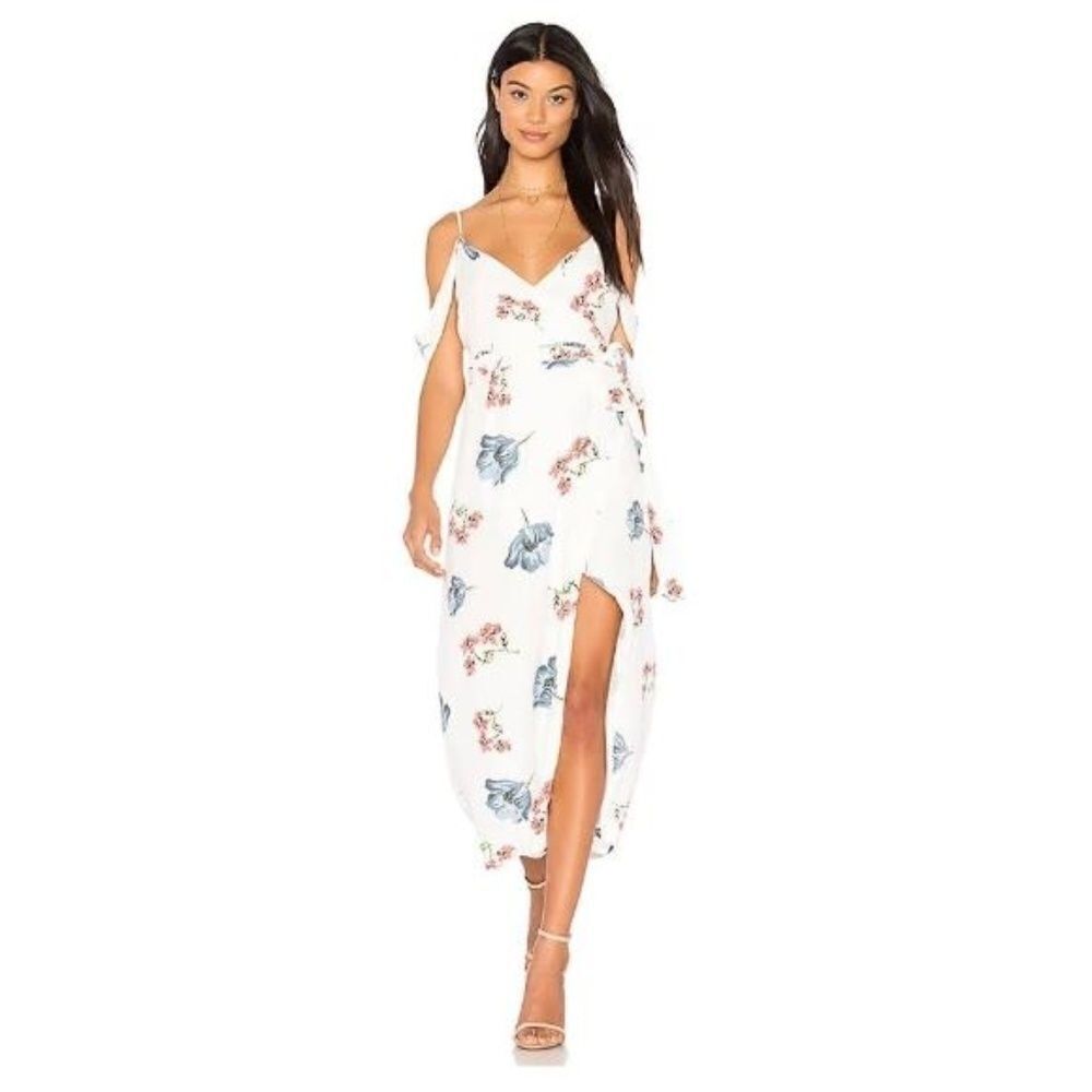 Bardot white floral hi-lo wrap dress